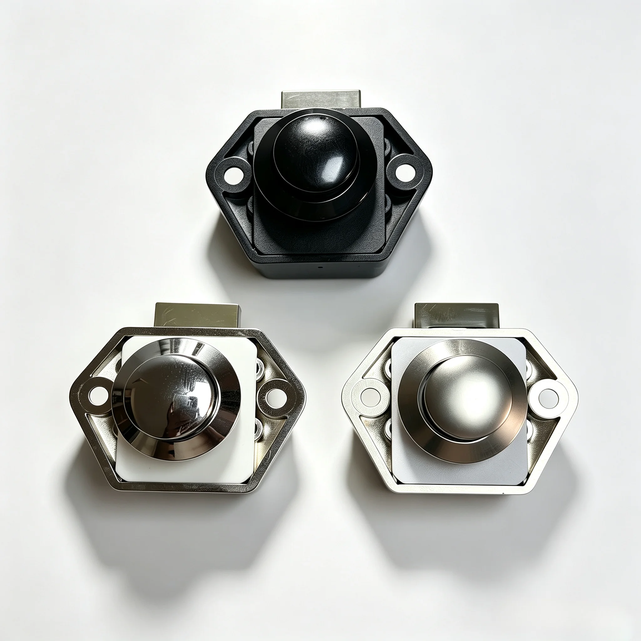 2-Pack Black/Silver Metal Button Locks Pressure Locks for Small Furniture Cabinet Drawer RV Boat DIY Modification Key-Free