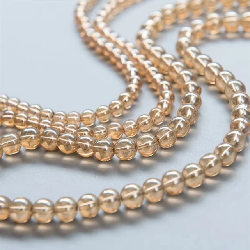 

1PC 4mm 6mm 8mm 10mm 12mm No Fade Transparent Amber Glass Beads Crystal Quartz Smooth Round Beads For Diy Jewelry Making