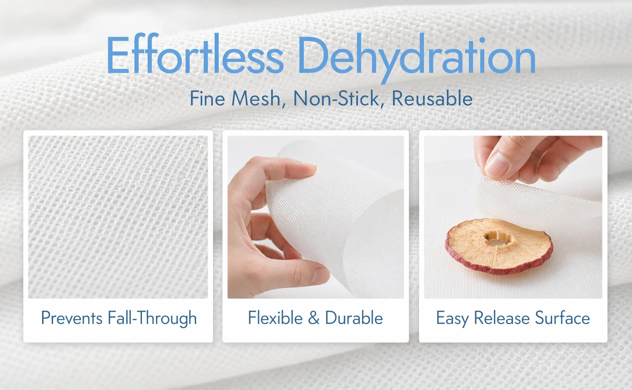 3Pcs Silicone Dehydrator Sheets Food Dryer Pads with Fine Mesh Prevent Small Pieces Falling Through Dishwasher Safe Reusable