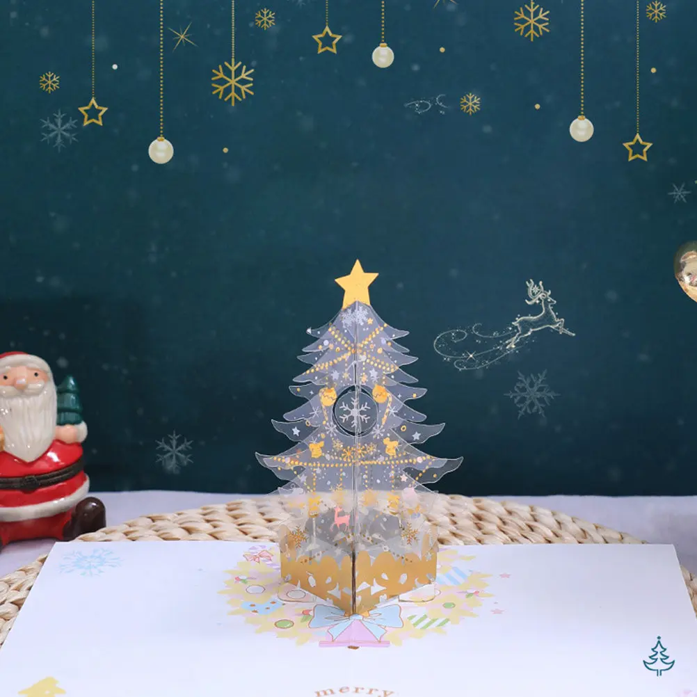 

3D-открытка с рождественской елкой, изысканное исполнение, праздничная новогодняя открытка, декоративная открытка для рождественской вечеринки, рождественский подарок