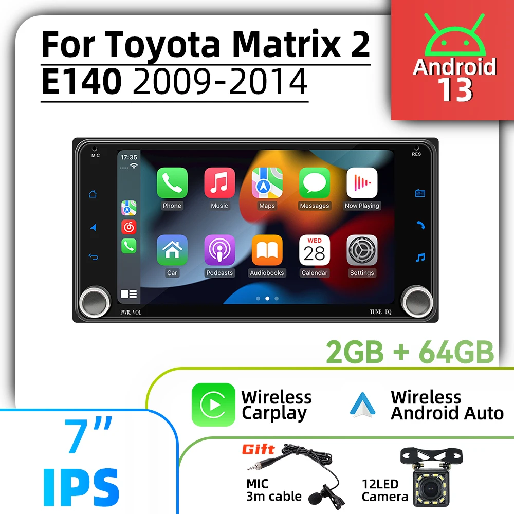 

Для Toyota Matrix 2 E140 2009-2014 беспроводной Carplay авторадио 2 Din Android радио 7 "экран стерео автомобильный мультимедийный головное устройство GPS