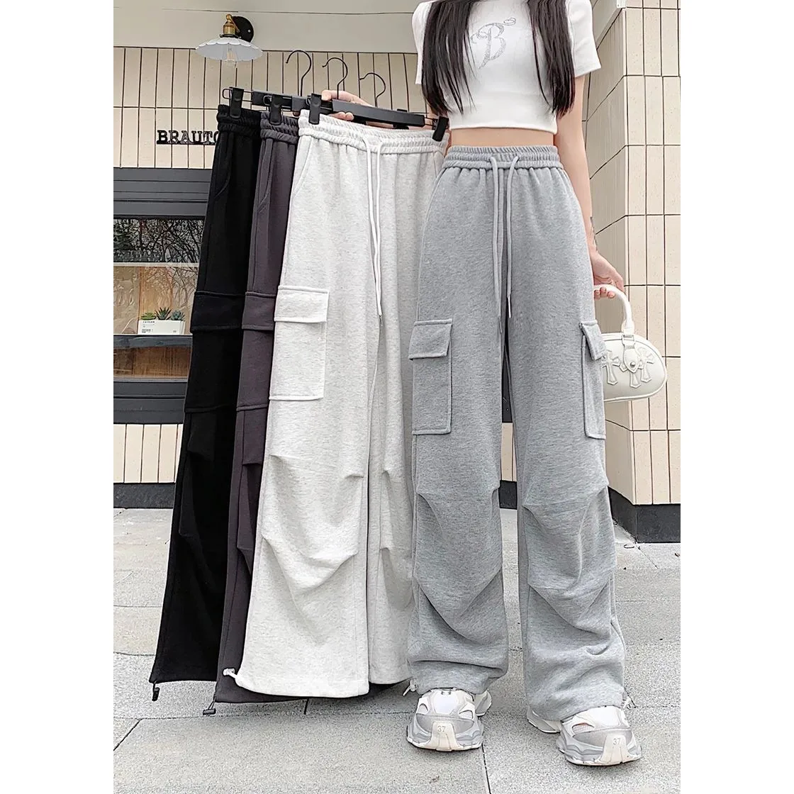 

American Drawstring Design Cargo Pants Women Fashion Hiphop Style Spring 2026 Ladies Premium Quality Sweatpants