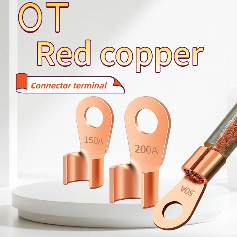 10/50PCS Copper OT 3A-150A Terminal Non-Insulated Wire Connector Bare Electrical Cable Terminals Lug Battery Ring Crimp Terminal