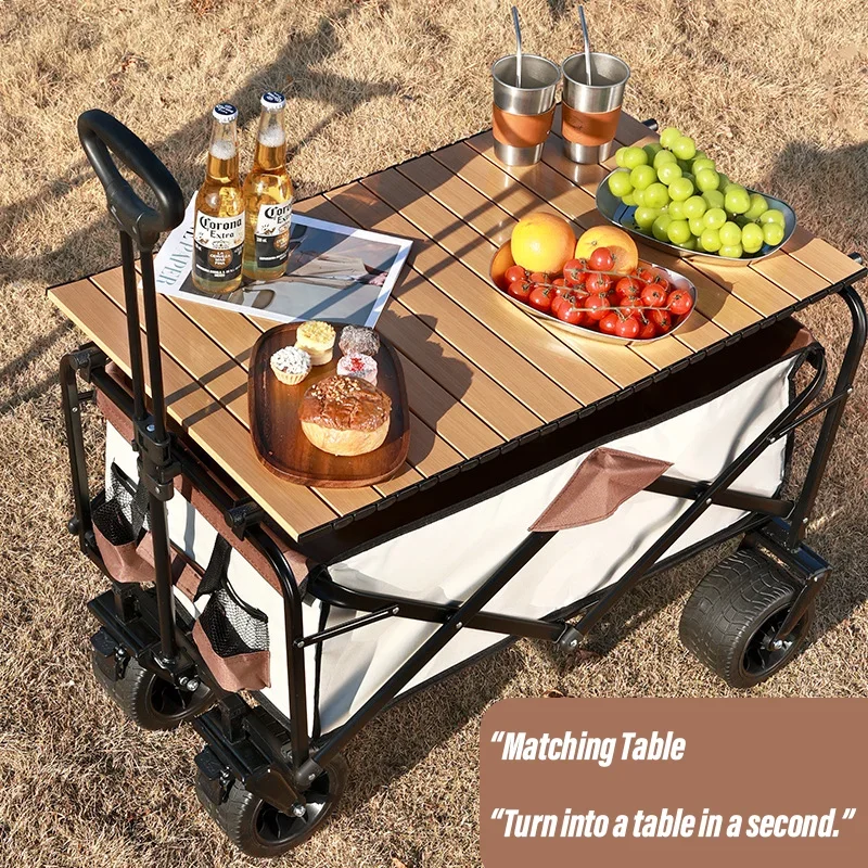 Big Tank Wheels Beach Wagon for Sand 500lbs Large Capacity Foldable Cart Garden Outdoor Picnic Collapse Shopping Trolleys Cart