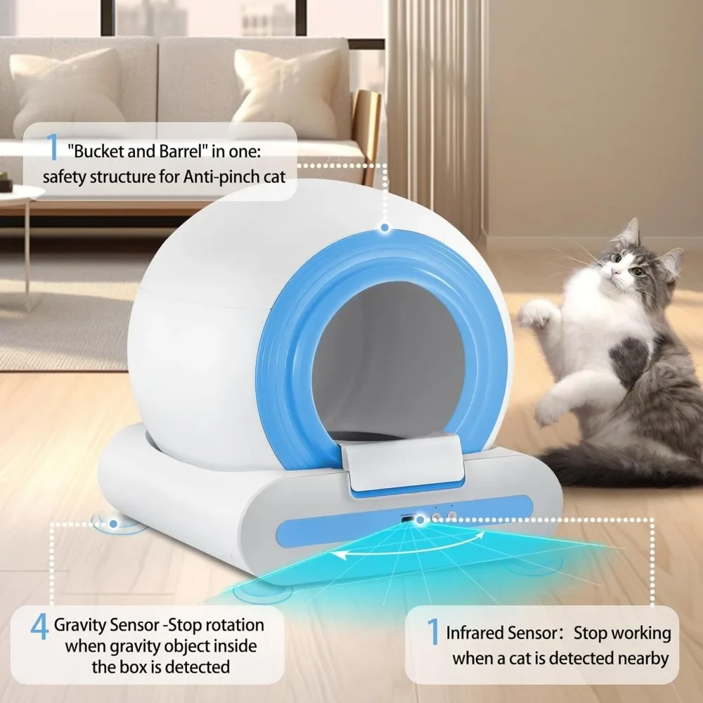 

65L+9L Self-Cleaning Cat Litter Box for Multiple Cats | APP-Controlled with Safety Protection