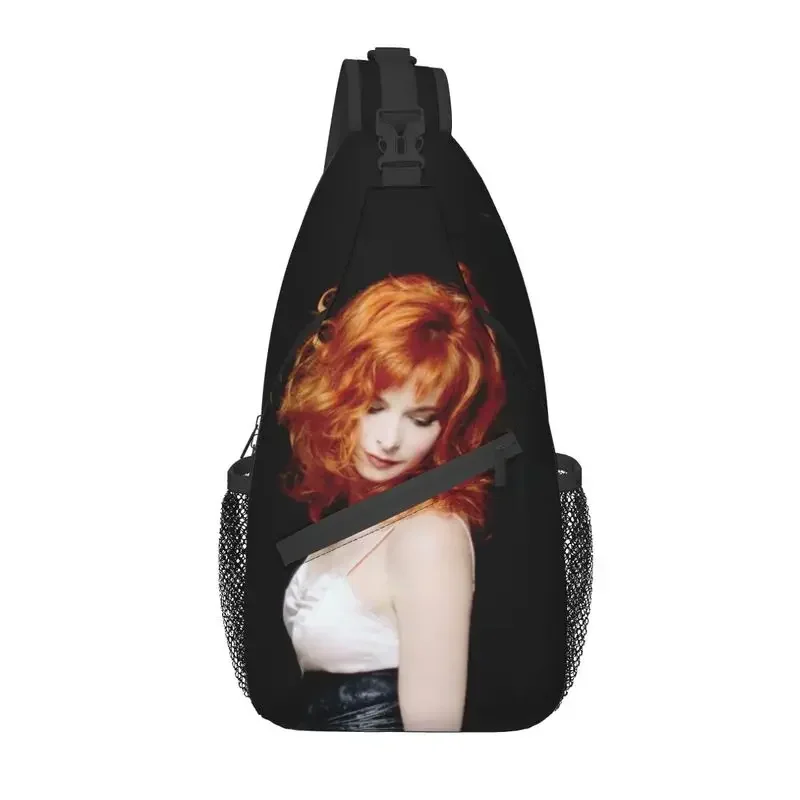 

Beautiful Mylene Farmer Crossbody Sling Backpack Men Custom French Singer Chest Shoulder Bag for Traveling Daypack