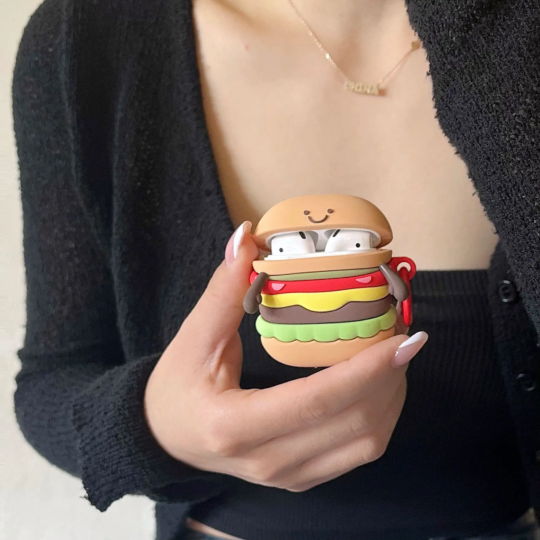

Cute 3D Hamburger Headset Protective Cover For Apple Airpods Pro 2 3 1 Case For Airpod 3 Pro 2 Generation Cases Charging