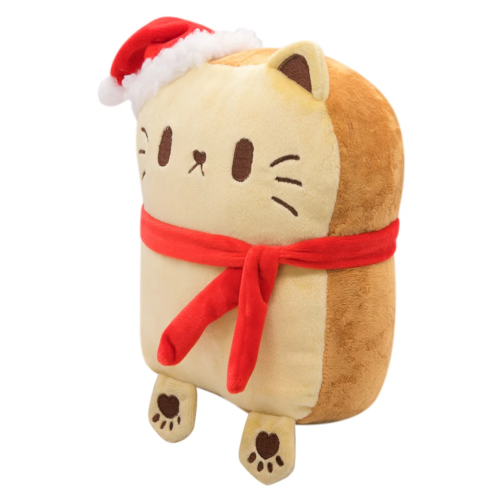 Peluche de felpa de gato en forma de pan lindo de Navidad, accesorios de estatuilla de fantasía de Cosplay, regalos de cumpleaños de Navidad, mascota, decoración de Halloween, 25cm