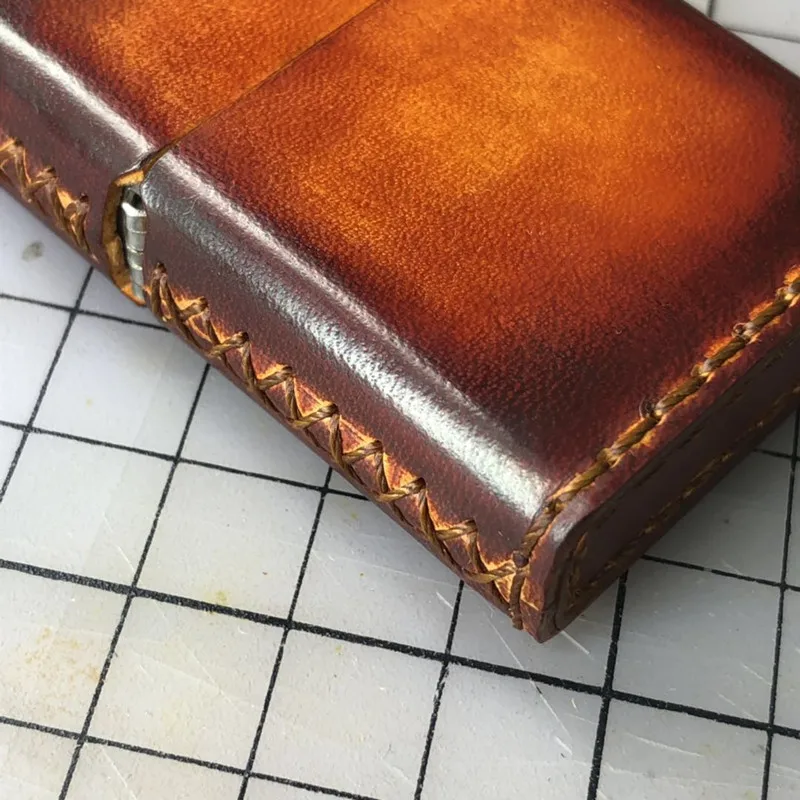 Hand-stitched Cowhide Leather Durable Protective Sleeve Simple Case Lighter Holster Cover for Zipp Lighter Cover
