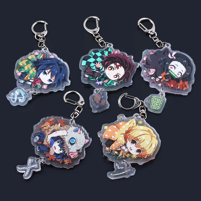 Demônio Slayer Anime Acrílico Keychain, Kimetsu Não Yaiba, Tanjirou, Nezuko, Zenitsu, Rengoku, Kyoujurou Figura Keyring, Jóias, 23pcs por lote