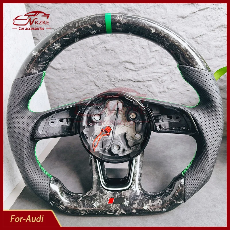 Forged Carbon Fiber Steering Wheel, Suitable For Audi A4 B9 A3 8Y S3 S4 RS3 RS4 Models, With Heating Function, Car Accessories