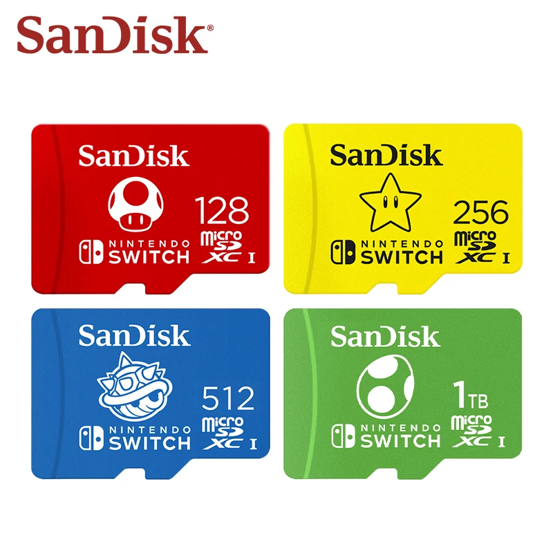 SanDisk Micro SD การ์ดเกมเก็บข้อมูล microSDXC การ์ดสําหรับ Nintendo SWITCH 64GB 128GB 256GB 512GB สูงสุด 100 เมกะไบต์/วินาที 4K Ultra HD TF Card