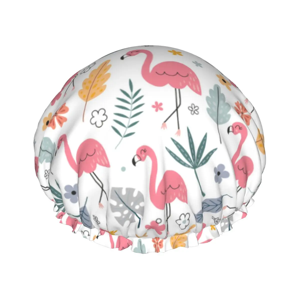 Cute Seamless Pattern With Flamingo Shower Caps for Women Oversized Waterproof Bath Hair Cap