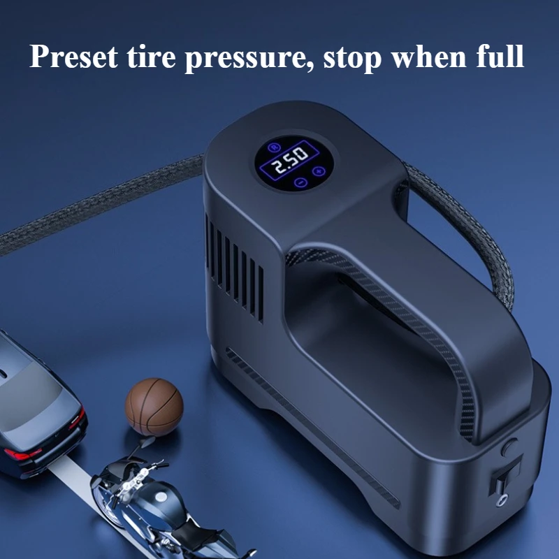 Portable Universal Multifunctional Car Inflation Pump Digital Display with Light Tire Inflation Pump Automobiles Accessories