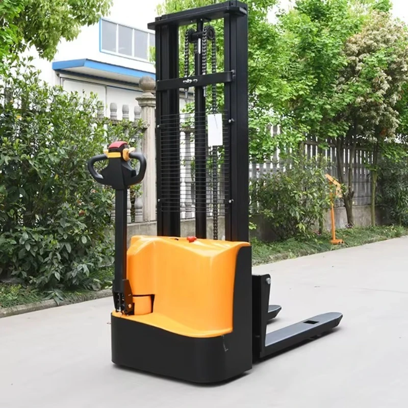 1Ton & 2Ton Full Electric Pallet Stacker Walkie Type High Performance, Low Cost Optional with Training Wheels