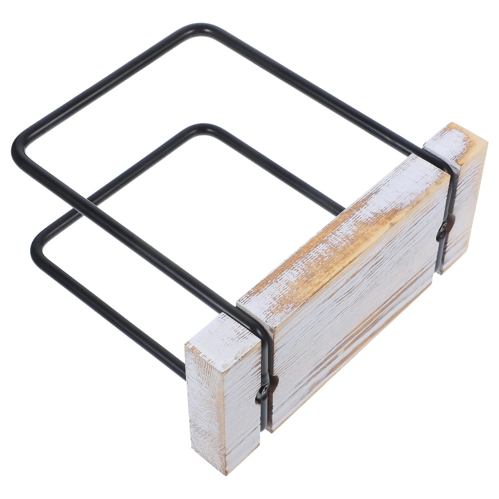 

Rustic Brown Napkin Holder Smooth Surface No Burr Kitchen Restaurant Hotel Iron Wood Sturdy Long Use Tissue