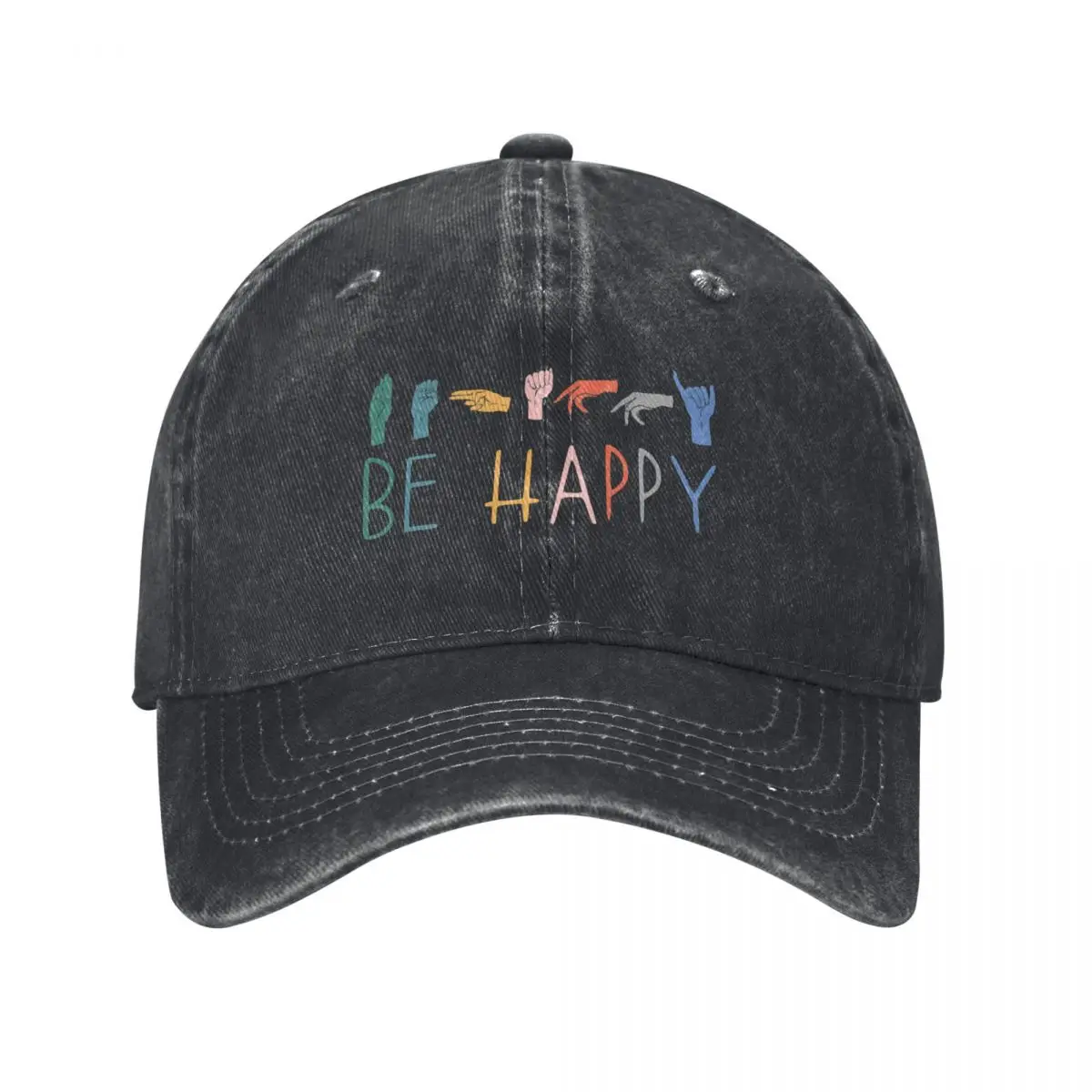 Be Happy Hand Sign Language Teachers Interpreter ASL Baseball Cap Beach Bag New In The Hat Beach For Man Women's