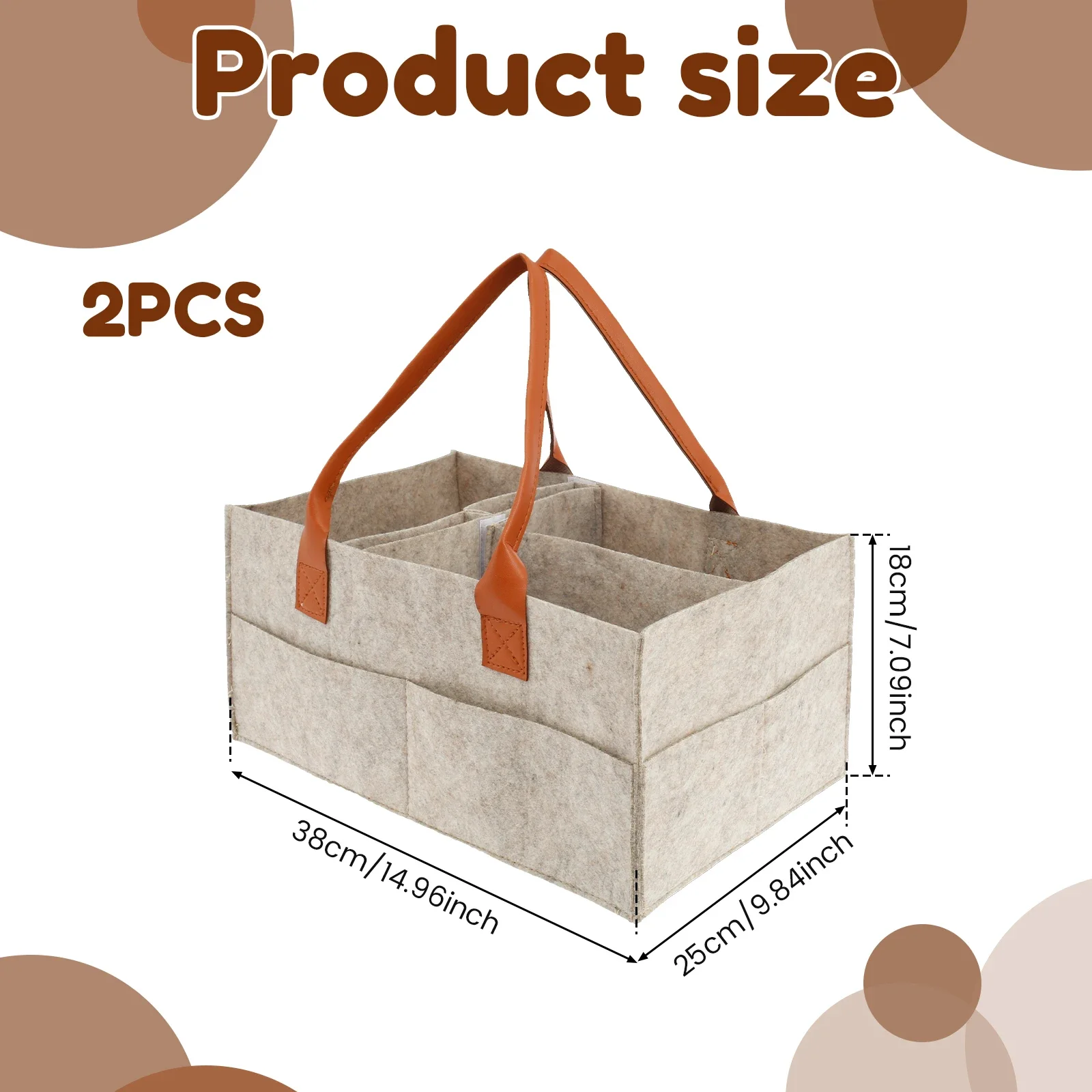 2 pezzi borse portaoggetti per pannolini per bambini cestino per pannolini in feltro portatile con divisori e maniglia pratico organizer per pannolini per la casa auto