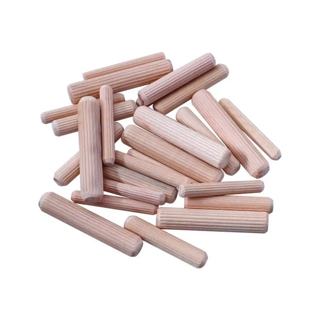 100Pcs Wooden Dowel Pins Wide Applications Woodworking Round Dowel Pins Easy Insertion Grooved Fluted Wooden Dowel Plugs