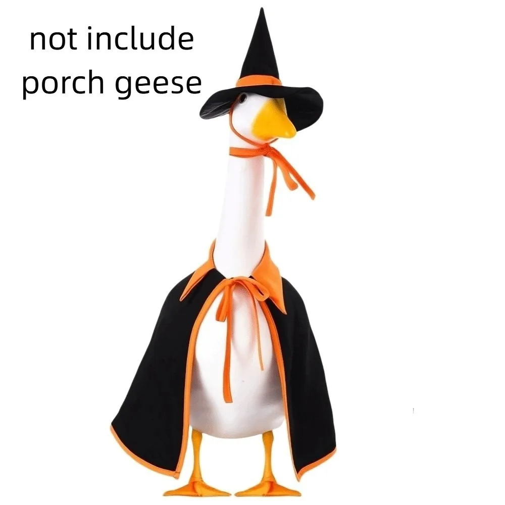 

Cute Cloak Halloween Porch Goose Costume Witch Hat 23inch Lawn Goose Outfit Pumpkin Creative Garden Goose Costume Outdoor