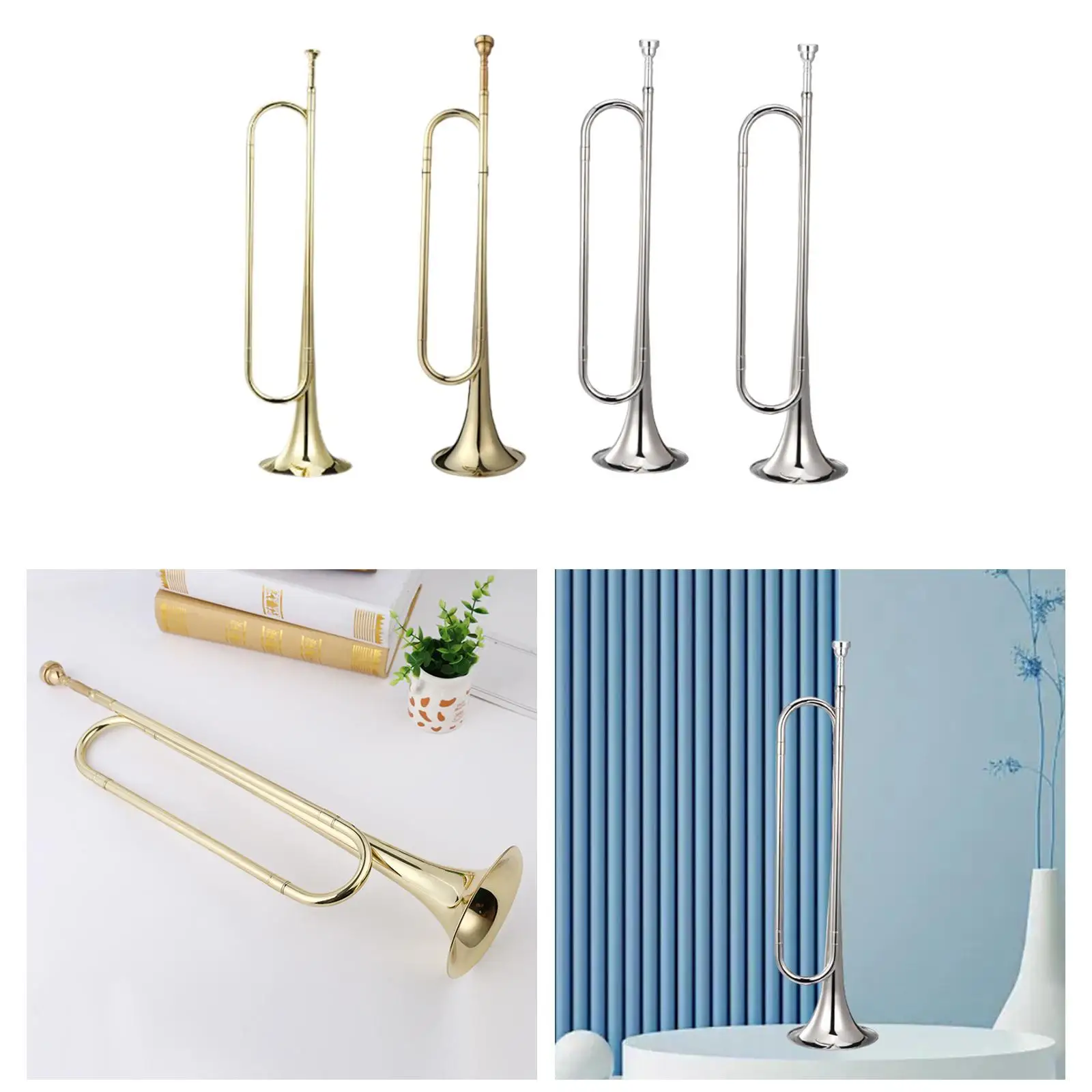 

Bugle Brass Instrument Portable Brass Blowing Bugle for Beginner Band Adults