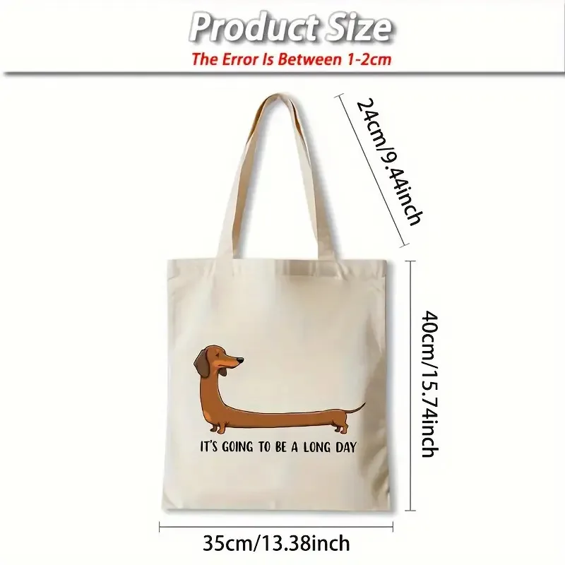 1Funny Dachshund Lover Cute Tote Bag, Polyester Fiber Material, Large Capacity and Reusable, Casual Style for Everyday Use, Suit