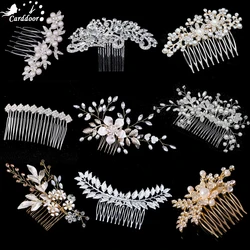 New Bridal Crystal Hair Combs Headpiece Jewelry Rhinestone Pearl Flowers Handmade Wedding Hair Accessories For Women Girls