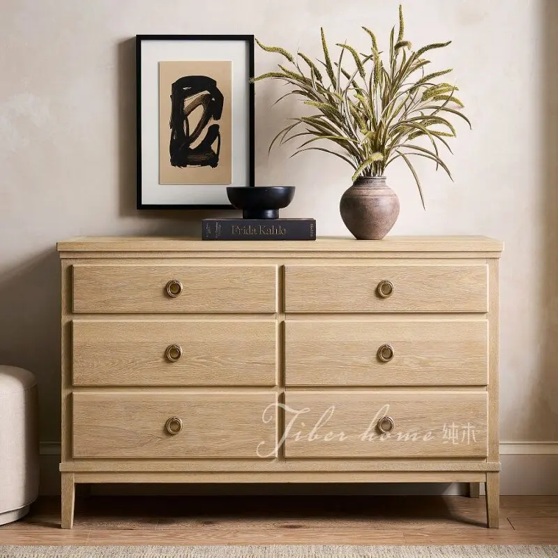 DSA retro solid wood six-chest cabinet log wind living room bedroom sofa side storage cabinet storage display cabinet