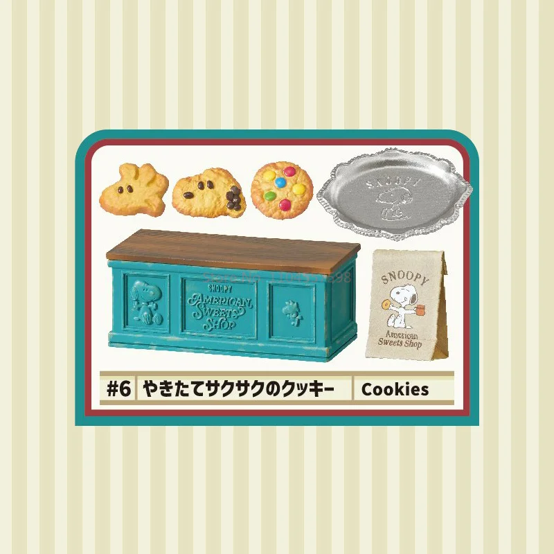 Rement Snoopy American Dessert Shop Modèles de scènes miniatures Coffret aveugle à collectionner Collection de figurines de jeu tendance Tous les 8 types
