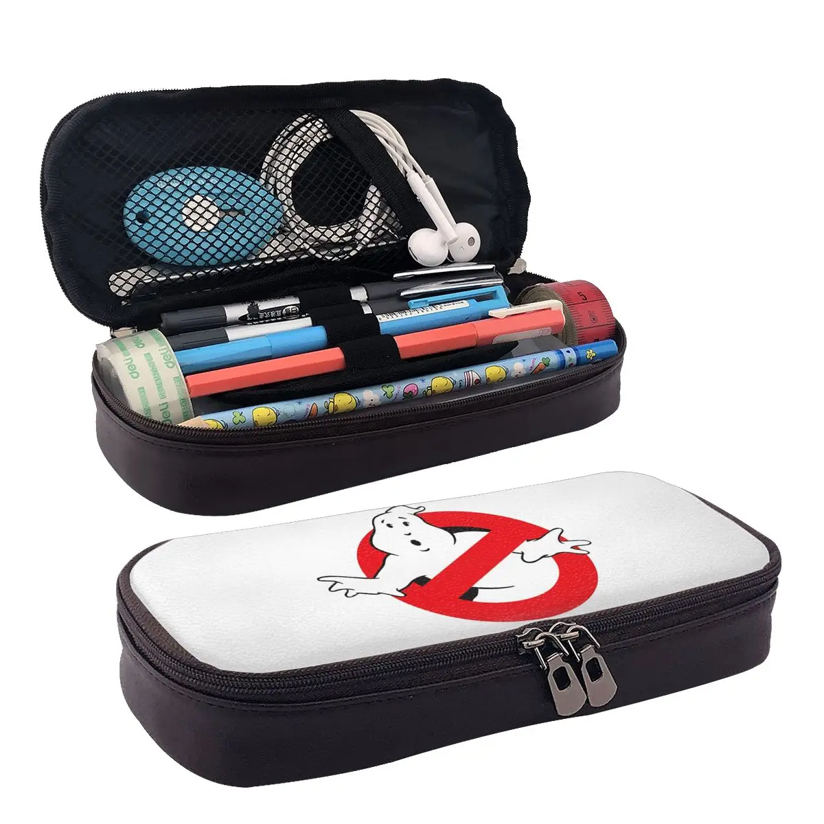 Ghostbusters Monster Movie Ghost Busters Leather Pencil Case for School Pen Box Pencil Bag Stationery Supplies Pen Holder Bag