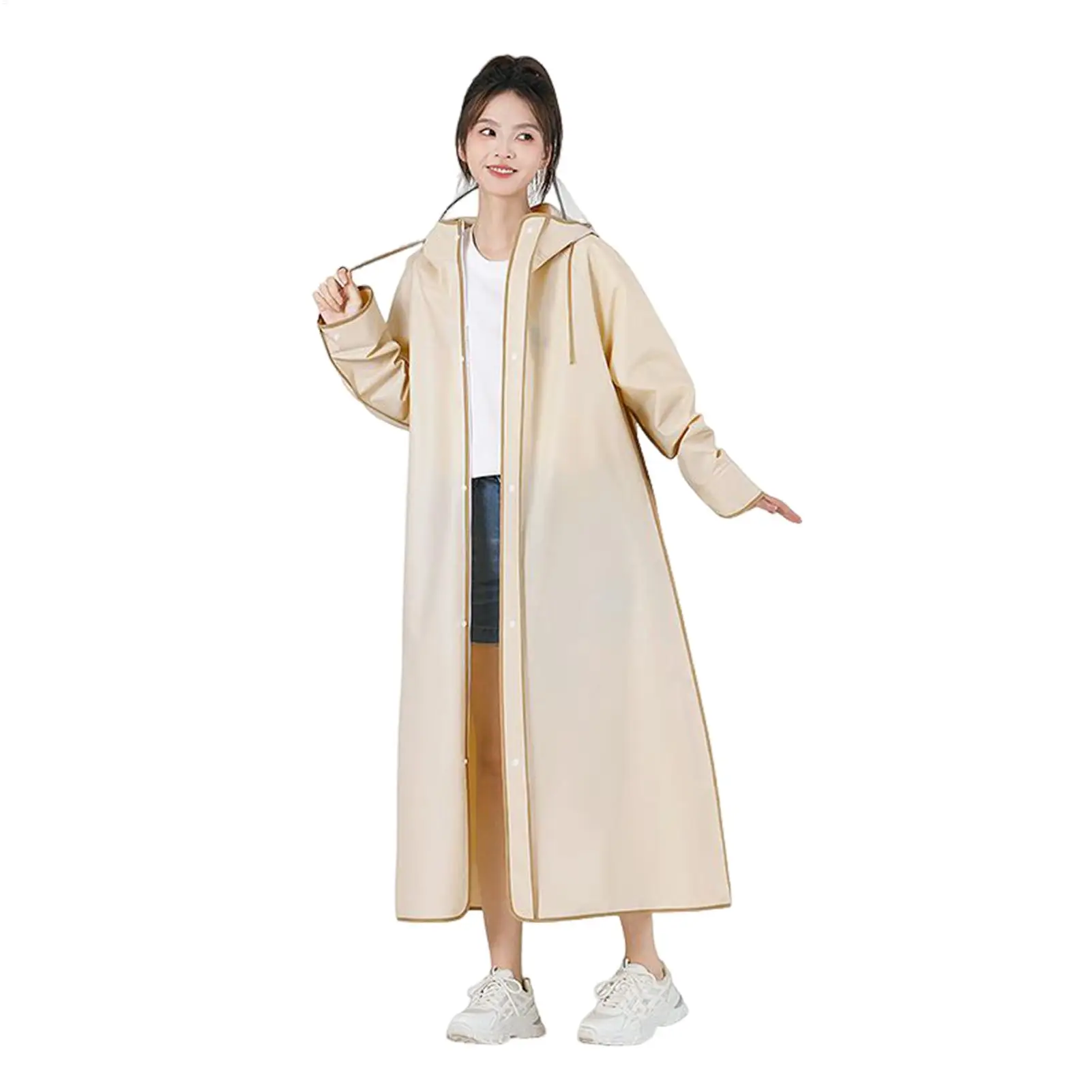 Erwachsene Ponchos mit Kapuze Langer Regenponcho für Erwachsene mit Ärmeln Leichte lange Kapuzenjacke Wasserdichte wiederverwendbare Trenchcoats für