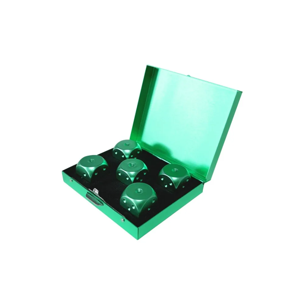 

Aluminum Alloy 5 in1 Metal Dices 6 Sided with Case Metal Solid Dice Metal Cube Hand Polished Rounded Corners Dice Set