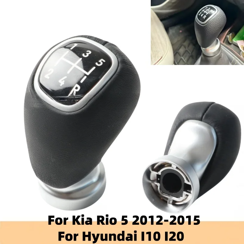 5 Speed For Kia Rio 5 2012-2015 For Hyundai I10 I20 2007-2013 Leather Car Styling Gear Shift Knob Lever Shifter Stick Pen Head