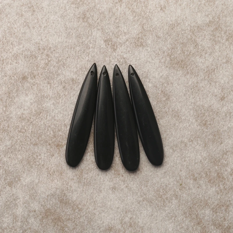 

4 шт., длинные бусины-подвески из натурального обсидиана в форме капли воды, полированный натуральный камень, принадлежности для изготовления ювелирных изделий 47x9x4 мм, 11,2 г