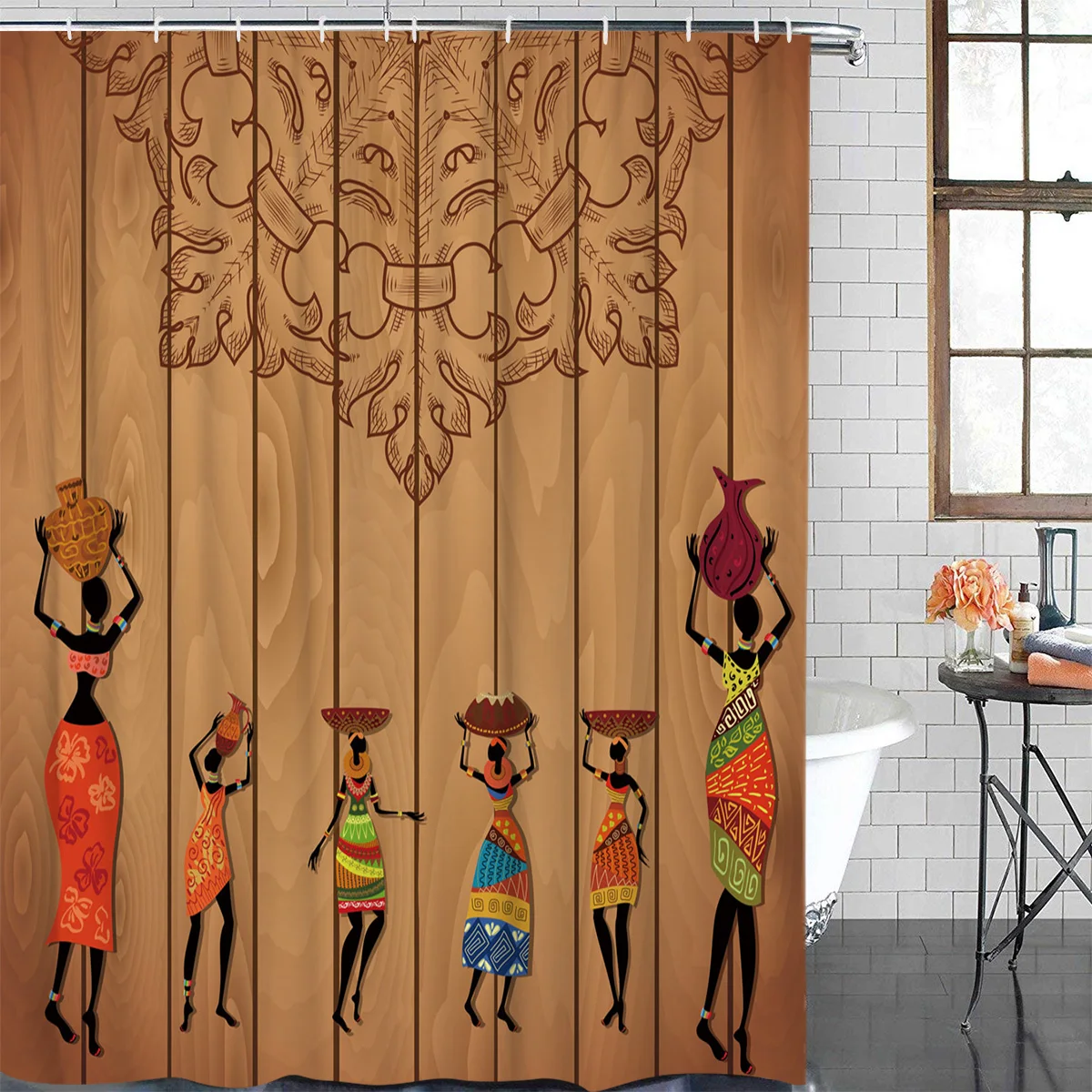 African Women National Culture Waterproof Bathroom Decoration Shower Curtain Printed Bathtub Curtains Bathroom Accessories