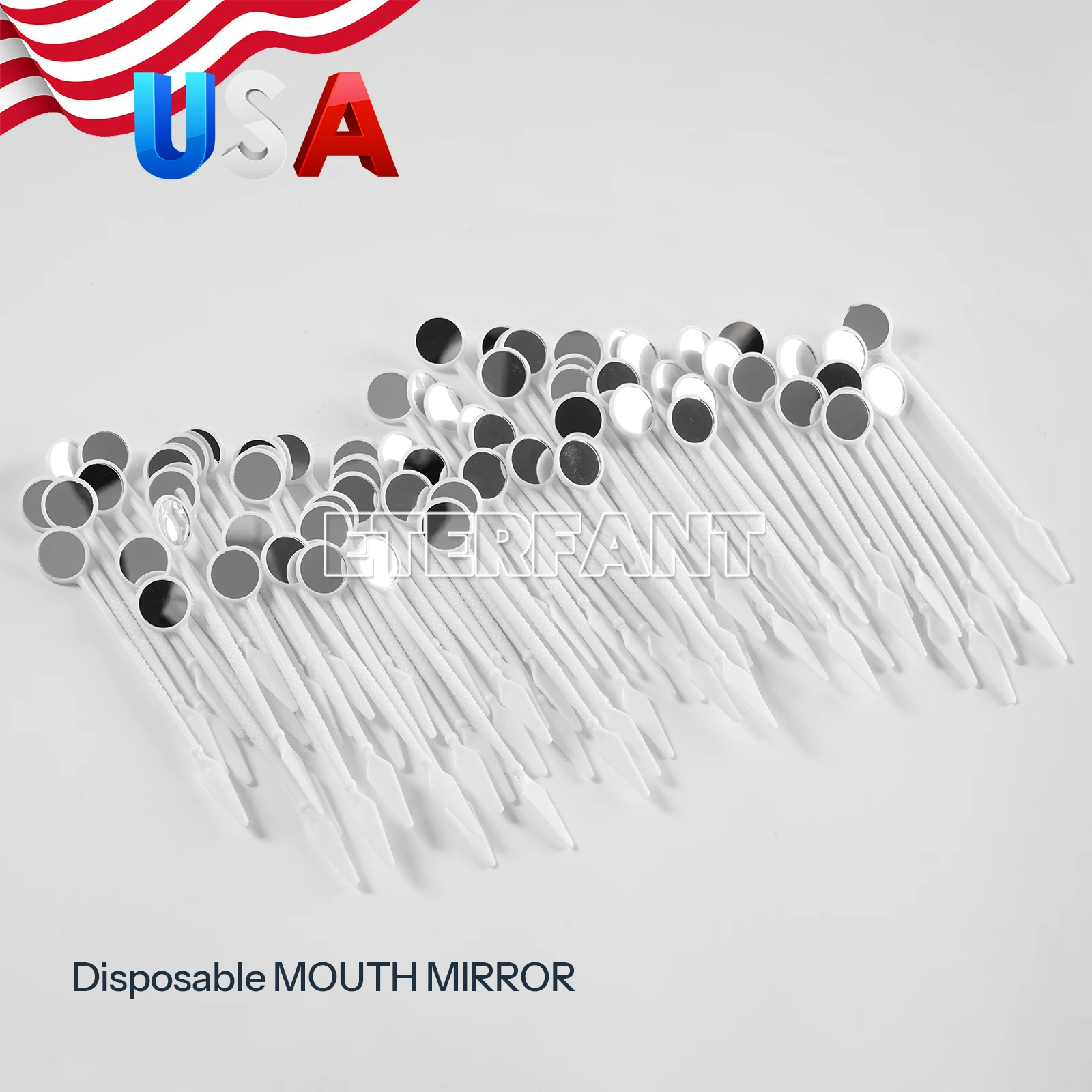 

ETERFANT 1000PCs Disposable Mouth Mirror Individually Packaged Oral Mirrors Dental Instrumen White ABS plastic Handle