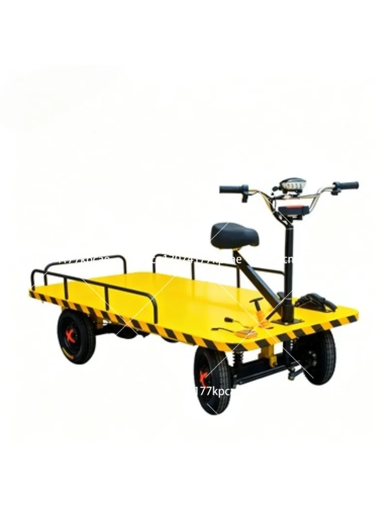 Electric Flatbed Truck 4-Wheel Trolley Moving Vehicle Heavy Duty Goods Transport for Warehouse