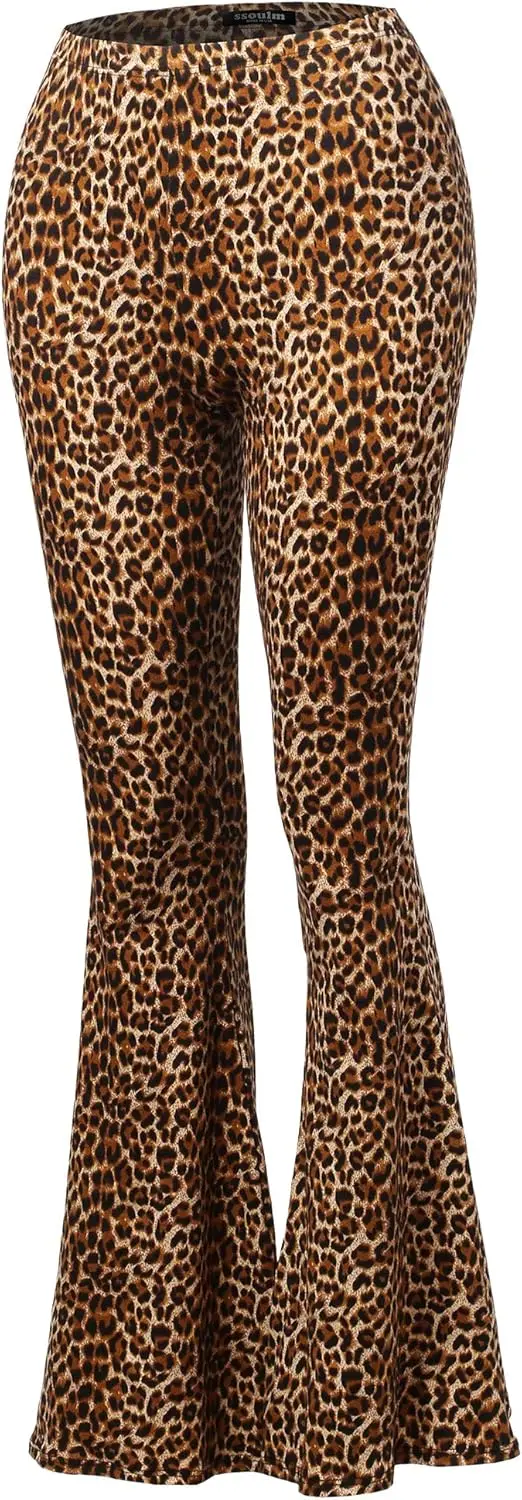 SSOULM Made in USA High Waisted Flare Pants - Stretchy Bell Bottom Leggings, Plus Size