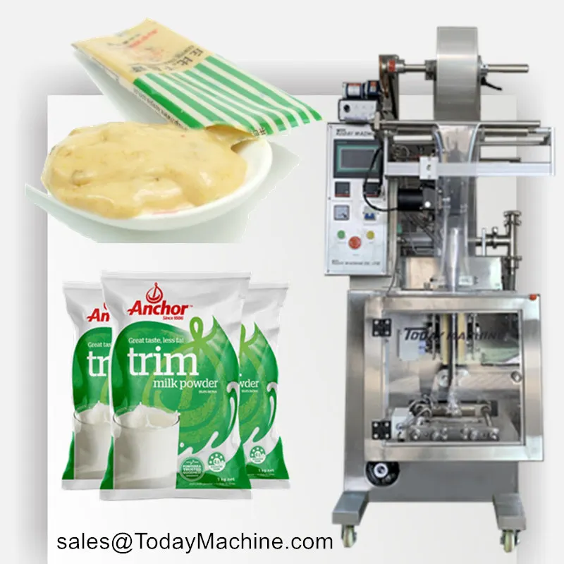 Envasadora Vertical 4 Side Seal Automatic Shampoo Mayonnaise Chocolate Liquid Filling Sachet Ketchup Packing Machine