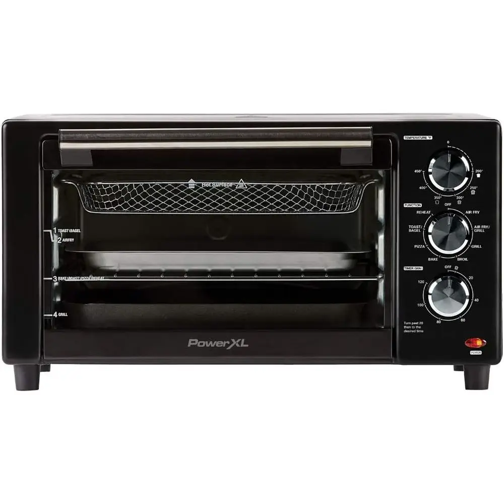 

8-in-1 Air Fryer Oven: Roast, Bake, Rotisserie, Indoor Grill - Black Stand