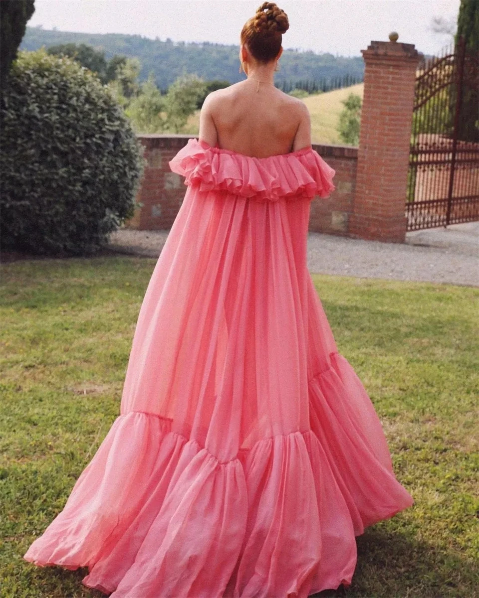 Vestido De novia De corte en A para mujer, traje elegante con cuello barco y hombros descubiertos, vestido De noche con cola De barrido, 2024