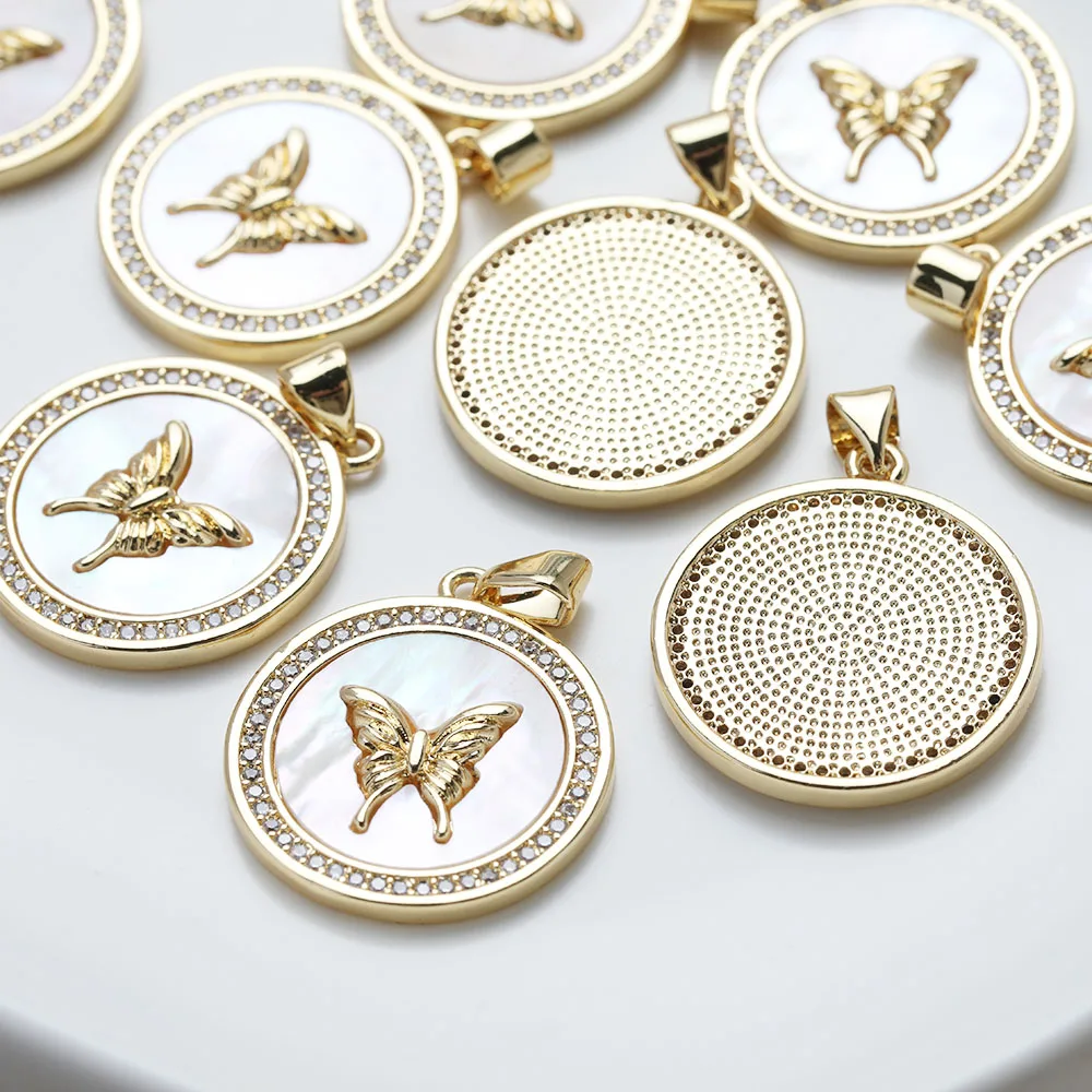 1PCS Dainty Shell Butterfly Charms for Jewelry Making Necklace Pendant DIY Hand Made Brass Accessory 14k Gold Plated 17*20mm