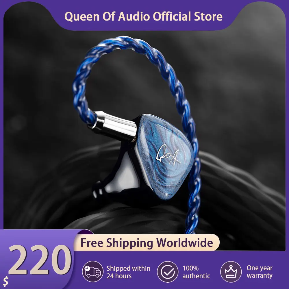 

New QoA Misty Blue Headphone 2DD+2BA In Ear Earphone 3.5mm + 4.4mm Plug Earbuds 0.78mm 2pin Cable For HiFi Music Wired Headset