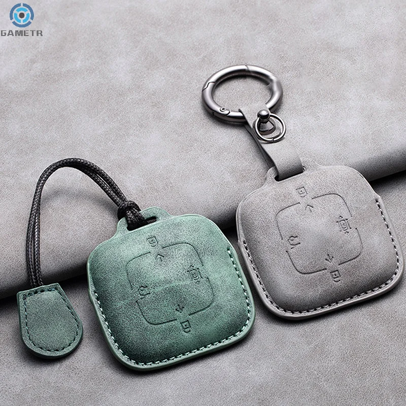 Leather 4 Buttons Car Remote Key Case Cover for Zeekr 001 X 2021 2022 2023 for ZEEKR 001 009 Full Protector Fob Keychain