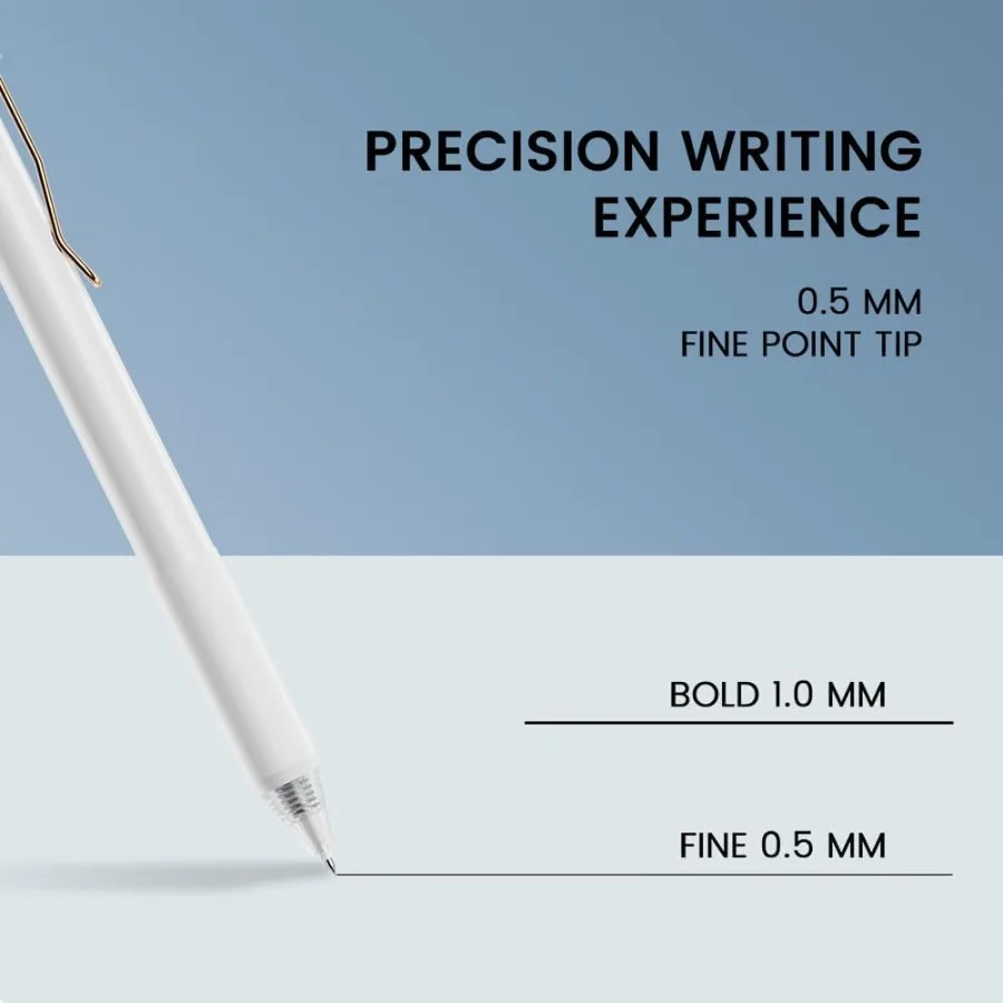 أقلام جل حبر أسود 4 قطع 0.5 ملم قلم كتابة ناعم ونقطة دقيقة للوازم المدرسية المكتبية باللون الأبيض #3
