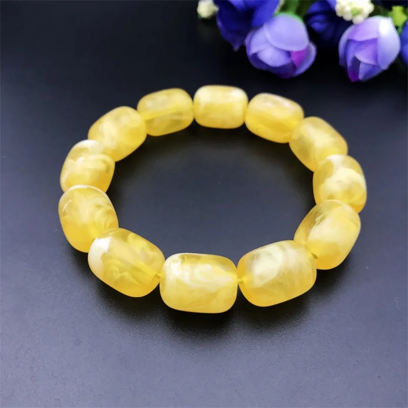 Wax Bracelet White Honey Bracelet for Men and Women Chicken Oil Yellow Amber Beeswax Bracelet White Honey Bracelet Beads Bangle