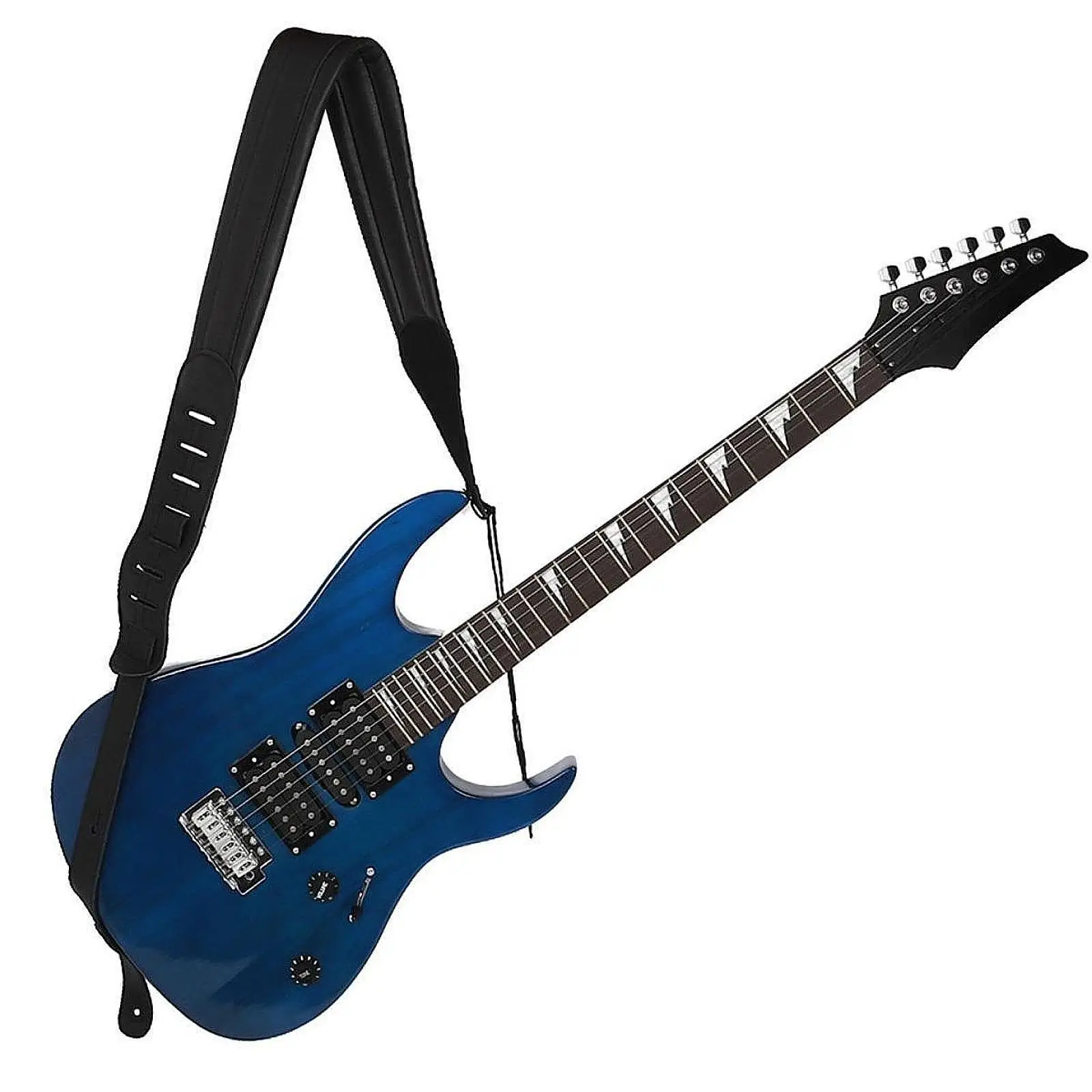 Classic Black Cotton Leather Guitar Strap Adjustable Soft Padded Shoulder Belt Electric Acoustic Bass for Studio and Stage
