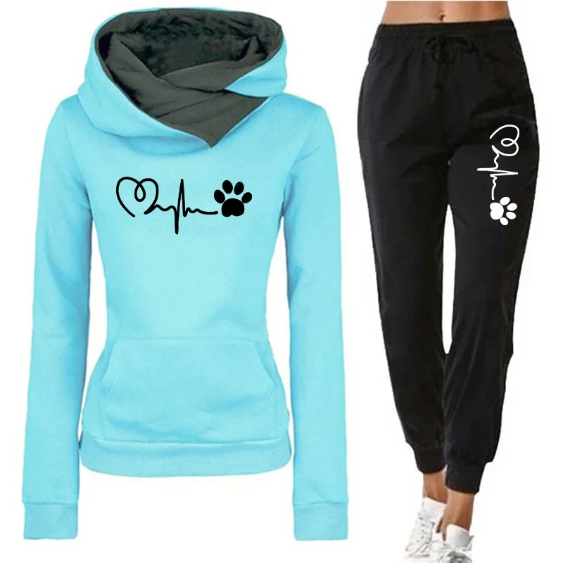 Felpe con cappuccio autunno inverno da jogging di qualità Tuta da donna Stampa casual Pantaloni sportivi singoli Comfort all'aperto Palestra quotidiana Moda donna