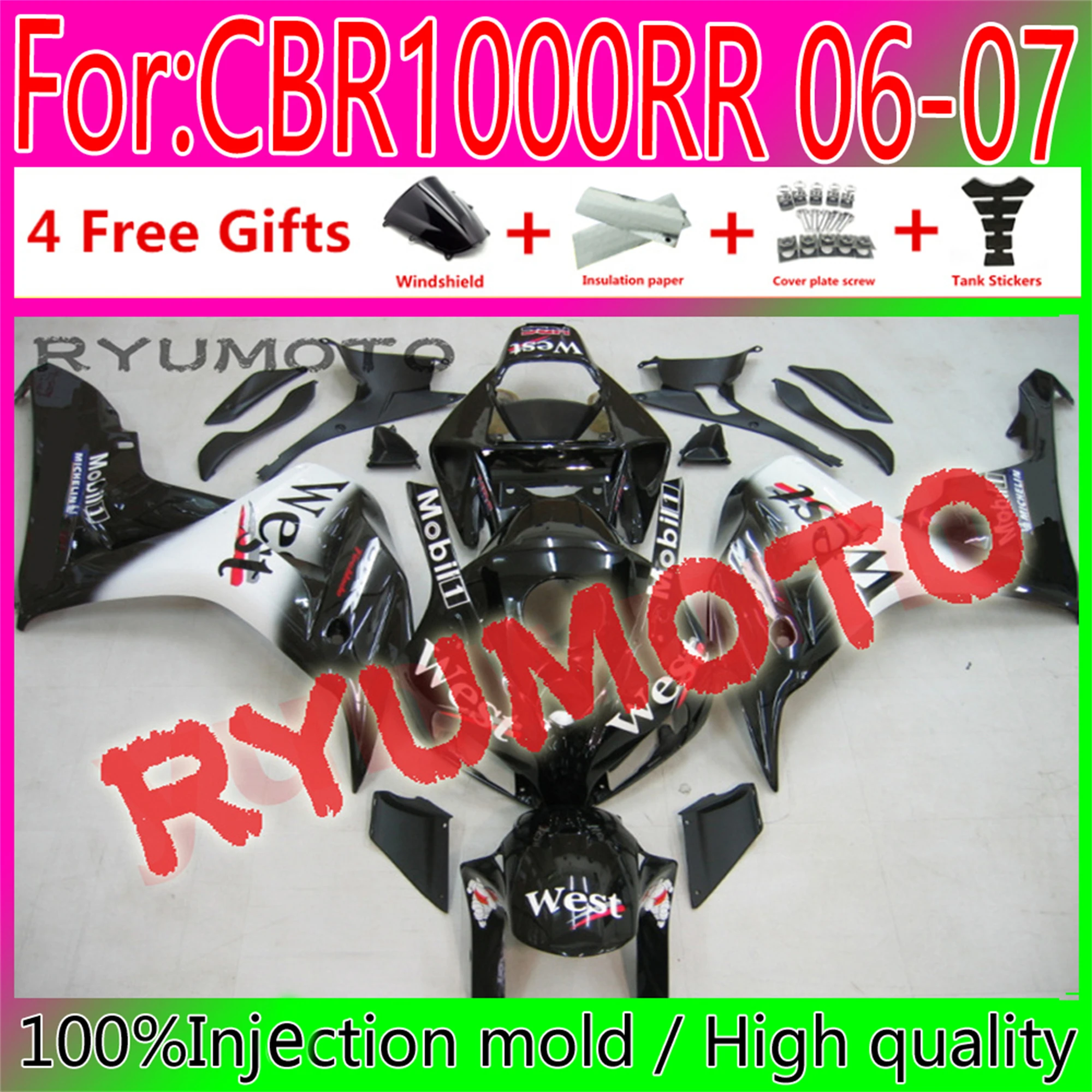 

New ABS Motorcycle Injection mold Fairings Kit Fit For Honda CBR1000RR 2006 2007 cbr1000 06 07 bodywork fairing