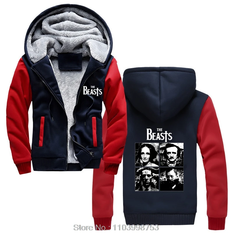 Mary Shelley Edgar Allen Poe H.P. Lovecraft And Bram Stoker Winter Hoodie The Beasts Horror Writers Unisex coats zip up Jacket